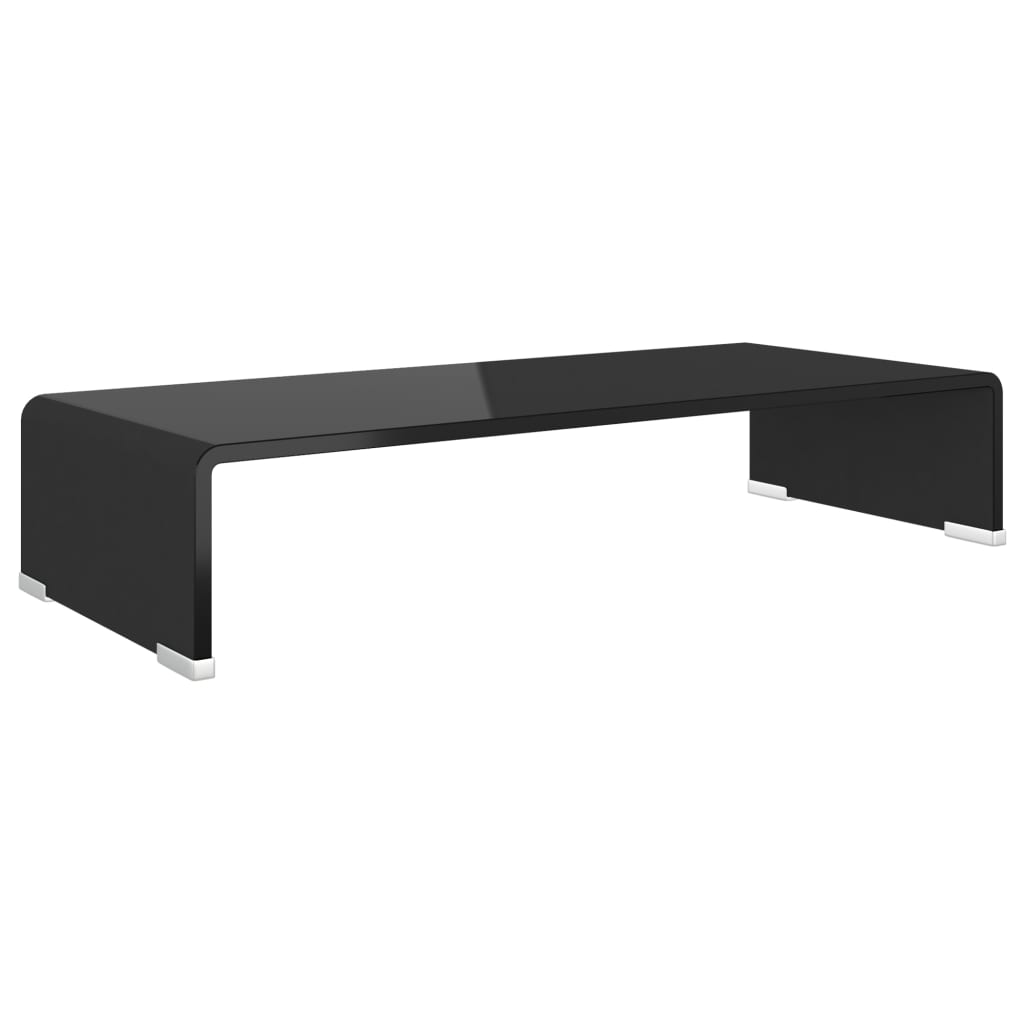 Meuble TV/ Support pour moniteur 60 x 25 x 11 cm Verre Noir | meublestv.fr 2
