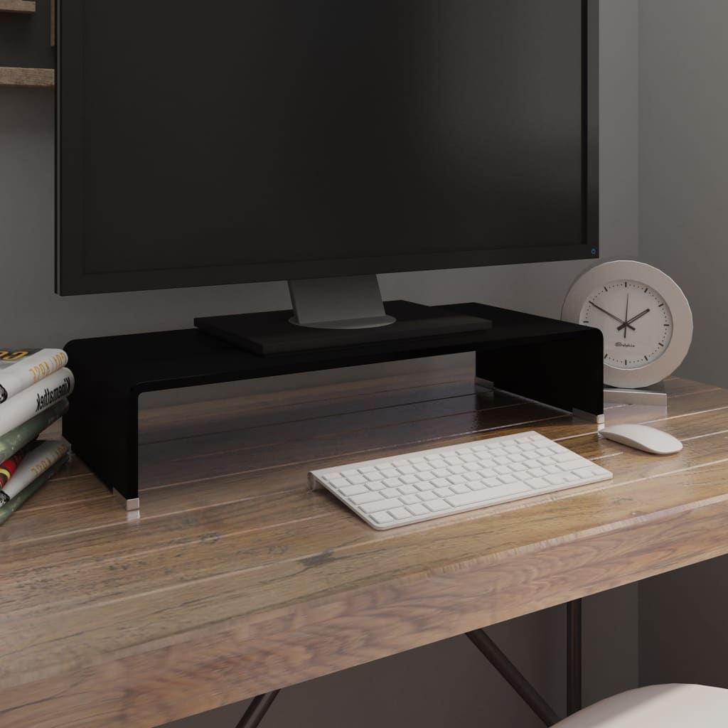 TV stolek / podstavec na monitor sklo černý 60x25x11 cm