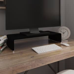 TV stolek / podstavec na monitor sklo černý 60x25x11 cm - obrázek 1