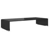 vidaXL TV Stand / Monitor Riser Glass Black 27.6"x11.8"x5.1"