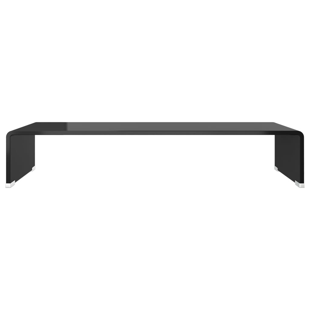 vidaXL TV Stand / Monitor Riser Glass Black 27.6"x11.8"x5.1"