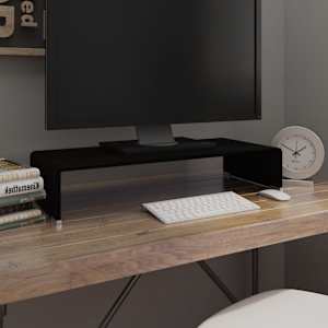TV stolek / podstavec na monitor černé sklo 70x30x13 cm - obrázek 1