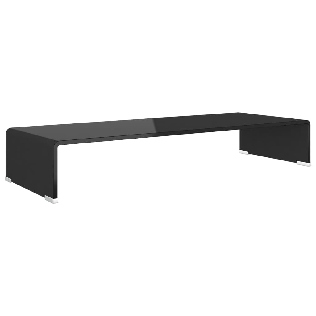 Meuble TV/ Support pour moniteur 80 x 30 x 13 cm Verre Noir | meublestv.fr 2