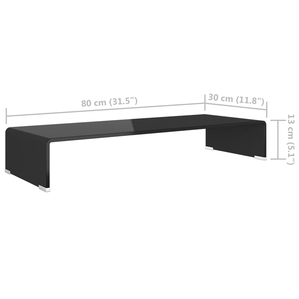 Meuble TV/ Support pour moniteur 80 x 30 x 13 cm Verre Noir | meublestv.fr 7