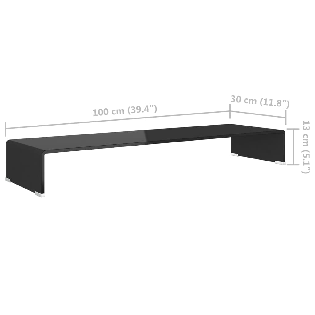 Meuble TV/ Support pour moniteur 100 x 30 x 13 cm Verre Noir | meublestv.fr 7