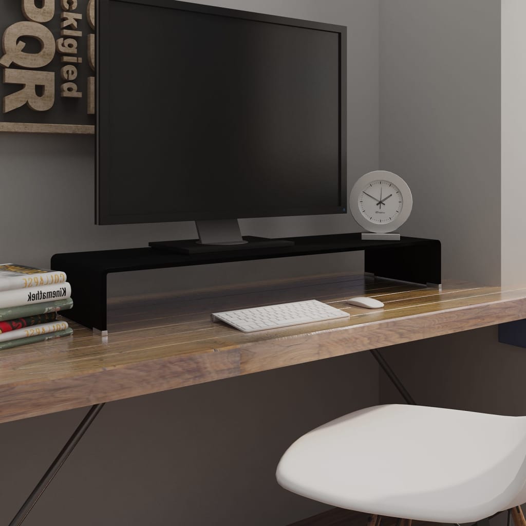 TV stolek / podstavec na monitor sklo černý 100x30x13 cm