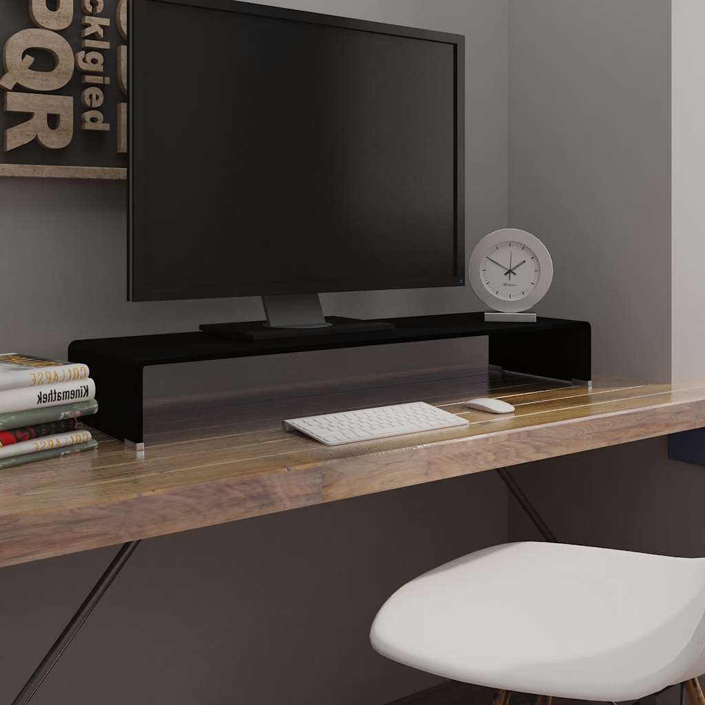 vidaXL Stand TV/Suport monitor din sticlă, 100x30x13 cm, negru