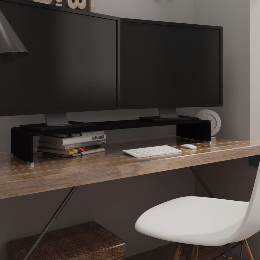 Meuble TV/ Support pour moniteur 110 x 30 x 13 cm Verre Noir | meublestv.fr 2
