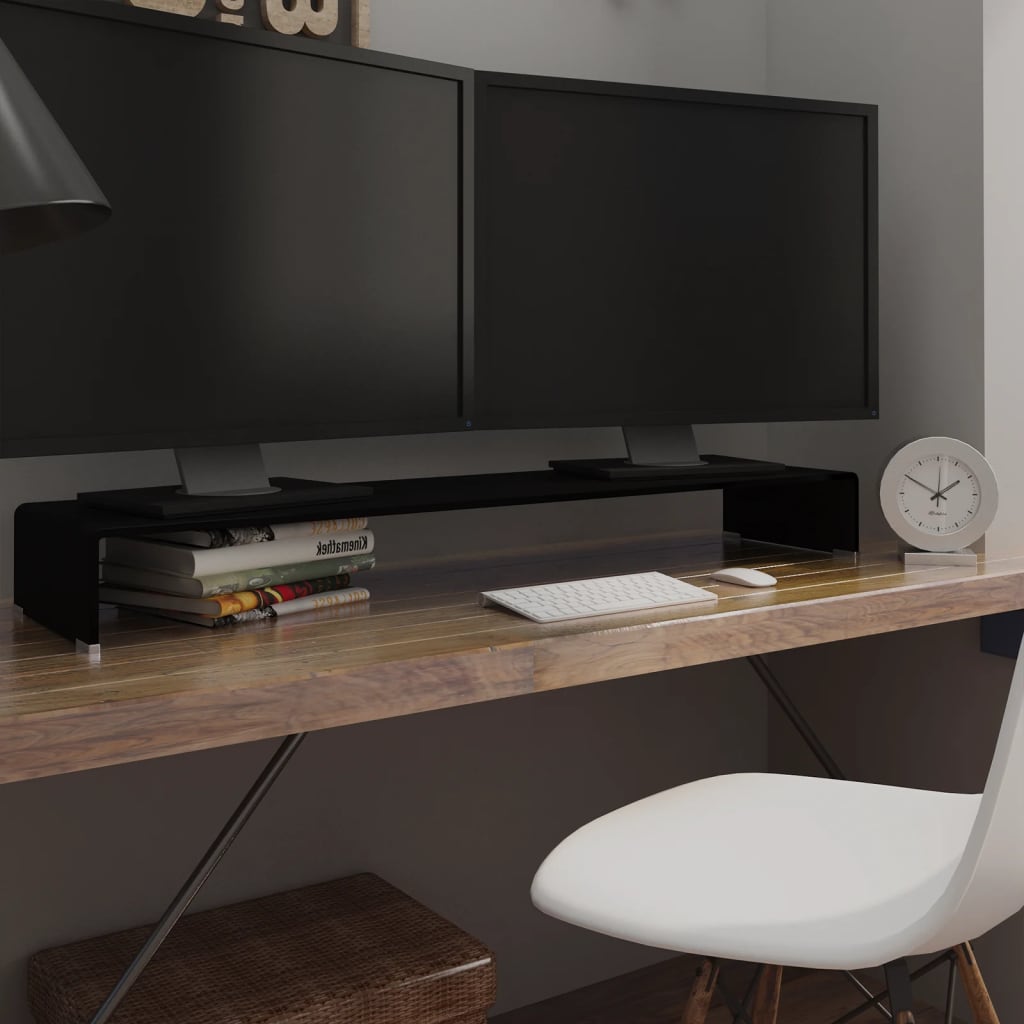 TV stolek / podstavec na monitor sklo černý 120x30x13 cm