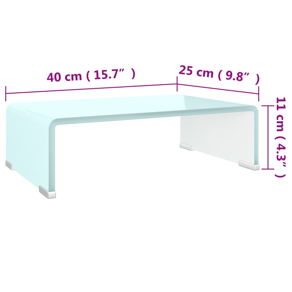 Fehér üveg TV/monitor állvány 40x25x11 cm 