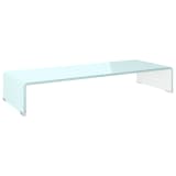 vidaXL TV-taso/Näyttöteline Valkoinen lasi 80x30x13 cm