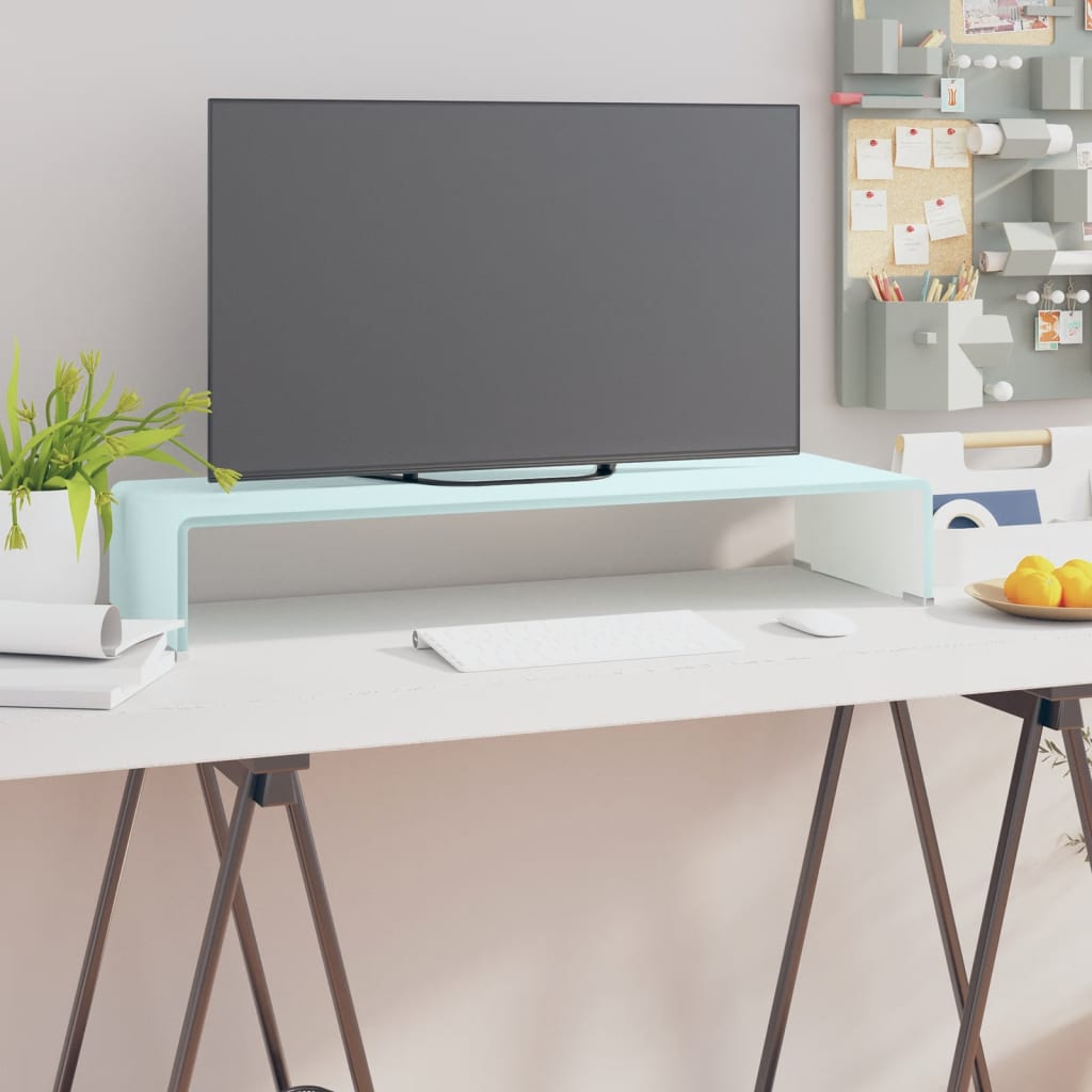 Fehér üveg TV/monitor állvány 80x30x13 cm 