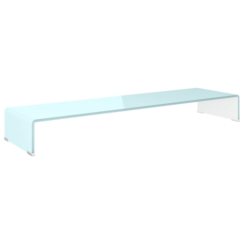 TV Stand/Monitor Riser Glass White 110x30x13 Cm VidaXL 11 width=274