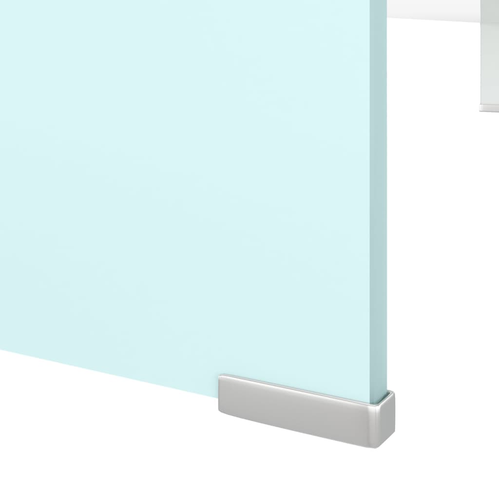 TV-meubel/monitorverhoger wit 110x30x13 cm glas