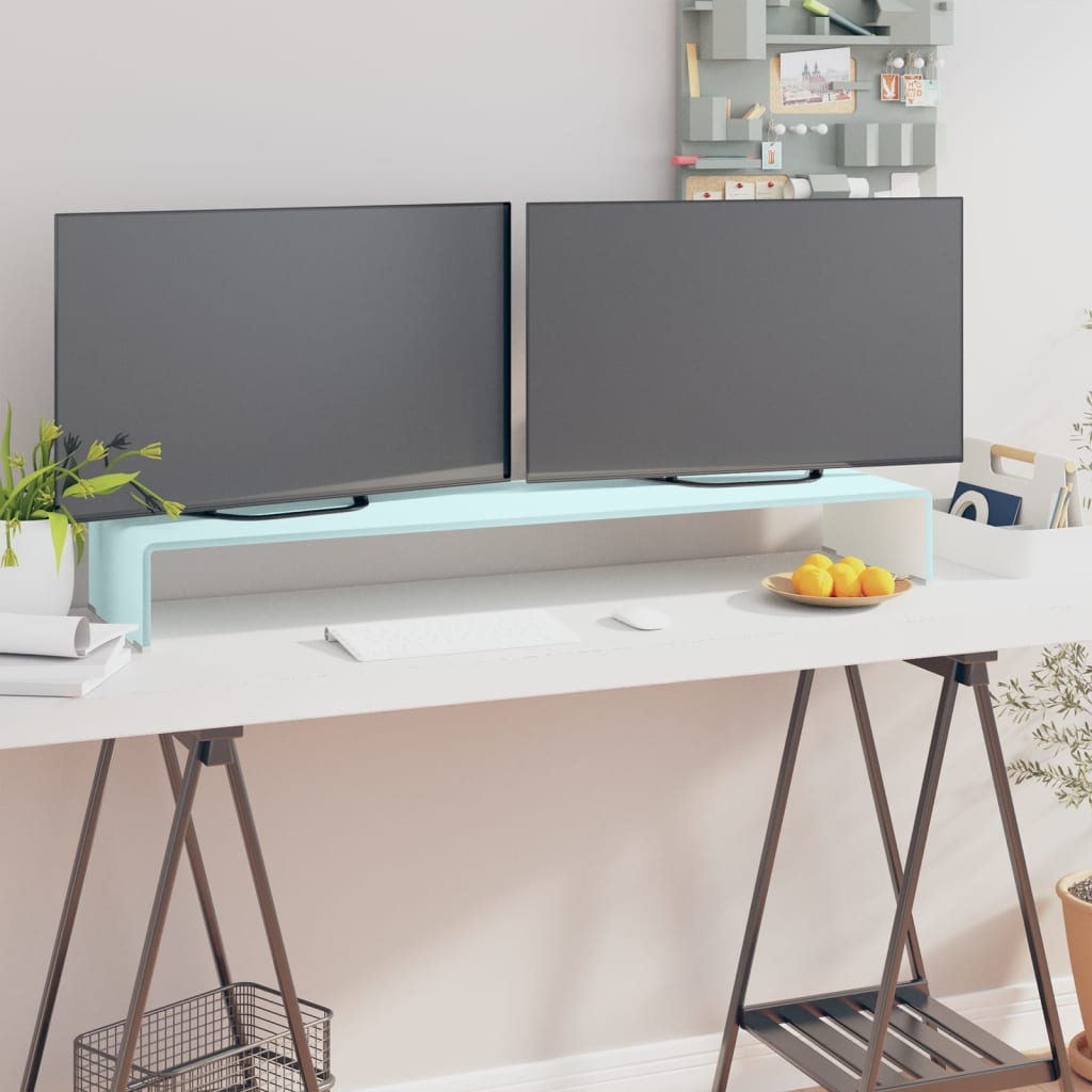 vidaXL Stativ TV/Suport monitor, sticlă, verde, 110 x 30 x 13 cm