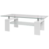 vidaXL Hochglanz Couchtisch mit Zwischenboden 110×60×40 cm Weiß