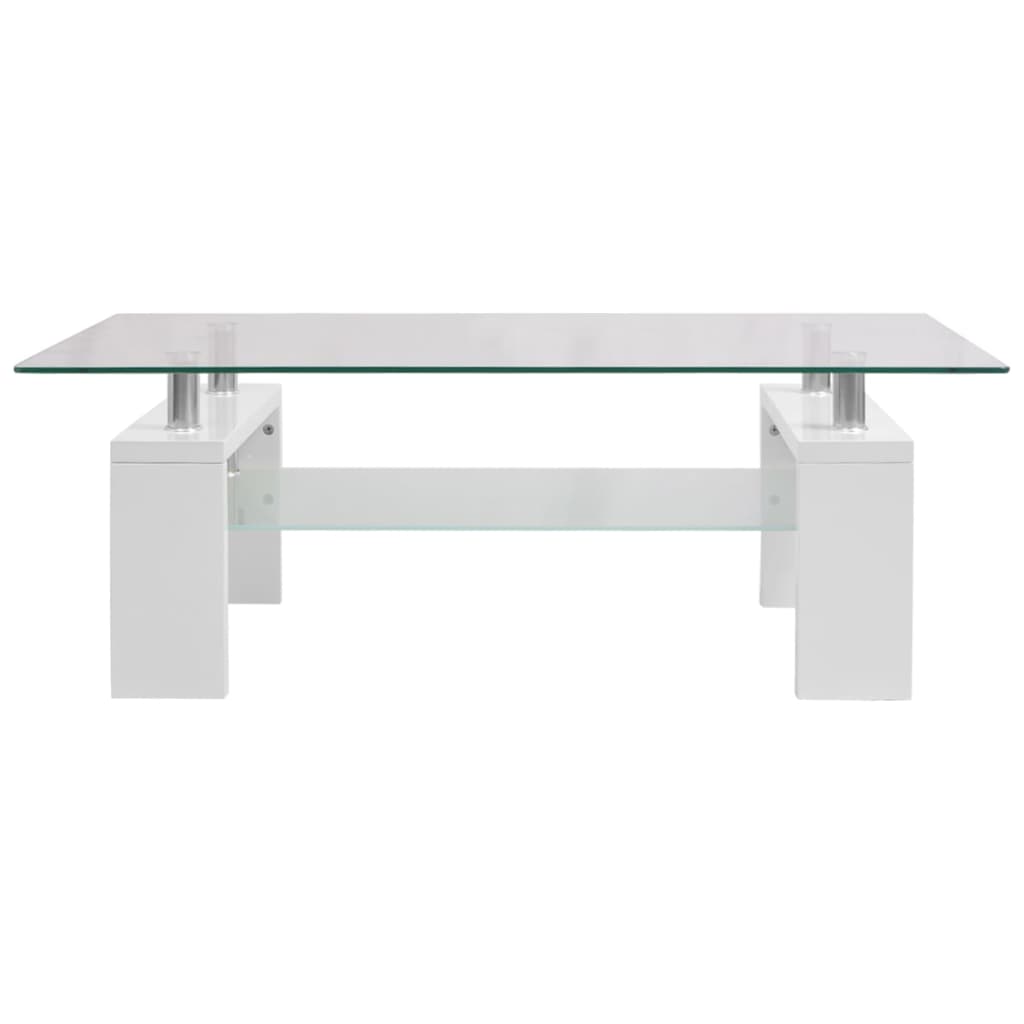 vidaXL Hoogglans salontafel met legplank 110x60x40 cm wit
