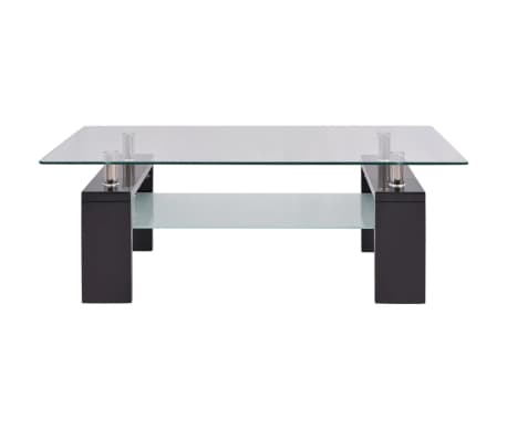 vidaXL High-Gloss Coffee Table with Lower Shelf 110x60x40 cm Black