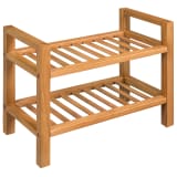 vidaXL Shoe Rack with 2 Shelves Solid Oak 49.5x27x40 cm