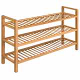vidaXL Shoe Rack with 3 Shelves Solid Oak 39.4"x10.6"x23.4"