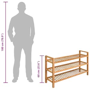 Botník se 3 policemi 100 x 27 x 60 cm masivní dubové dřevo - obrázek 6