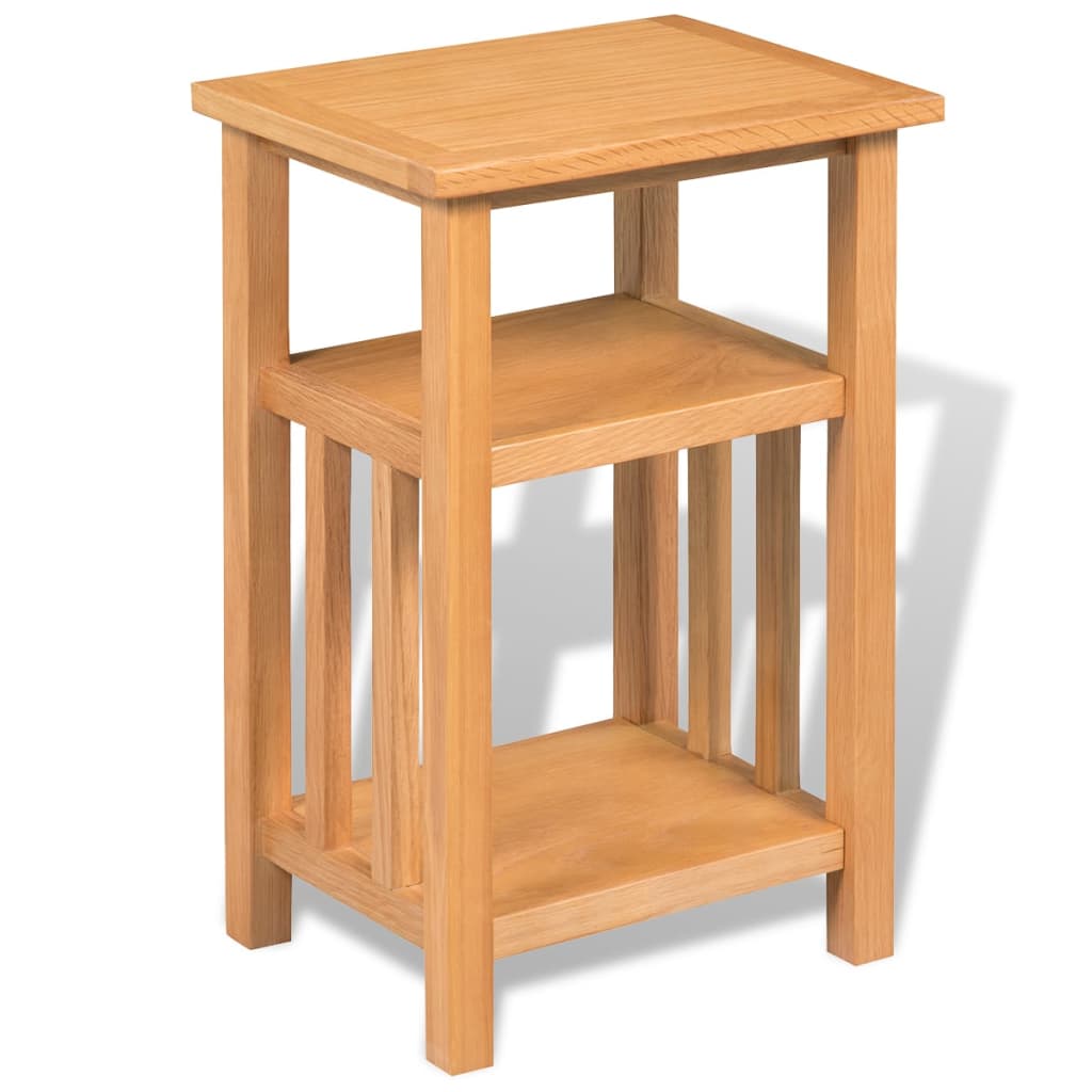 

vidaXL End Table with Magazine Shelf Solid Oak Wood 10.6"x13.8"x21.7"