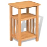 vidaXL End Table with Magazine Shelf Solid Oak Wood 10.6"x13.8"x21.7"