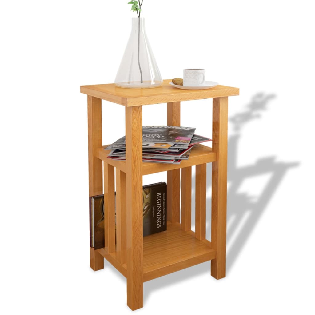 vidaXL Beistelltisch mit Zeitungsablage 27x35x55 cm Massivholz Eiche