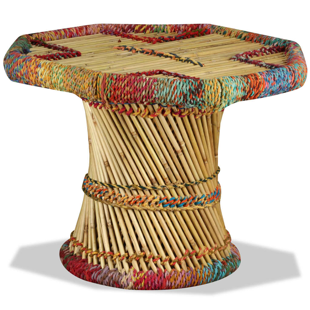 vidaXL Măsuță de cafea, bambus, cu detalii chindi, multicolor bambus imagine noua 2022