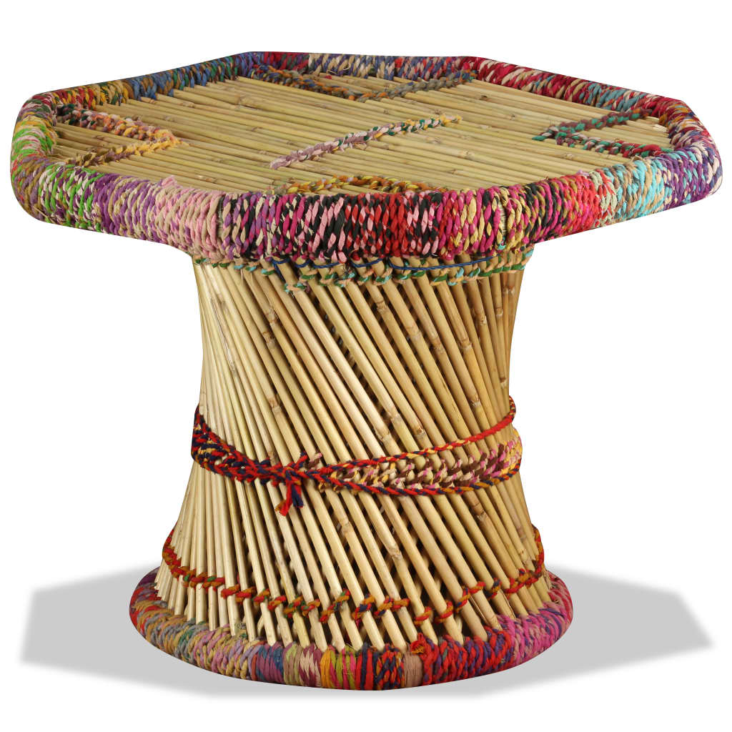  Bambusový konferenčný stolík s chindi detailmi, viacfarebný