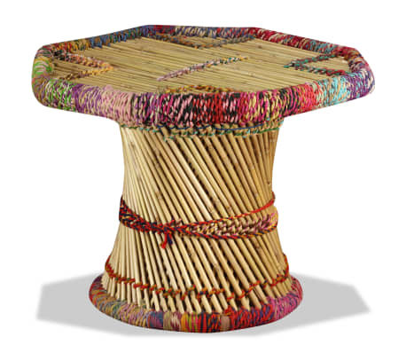 vidaXL Бамбукова кафе маса, Chindi детайли, многоцветна