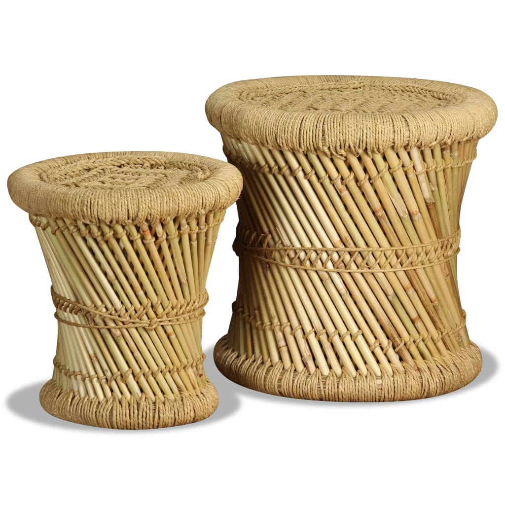 vidaXL Taburetes de cocina 2 unidades bambú y yute