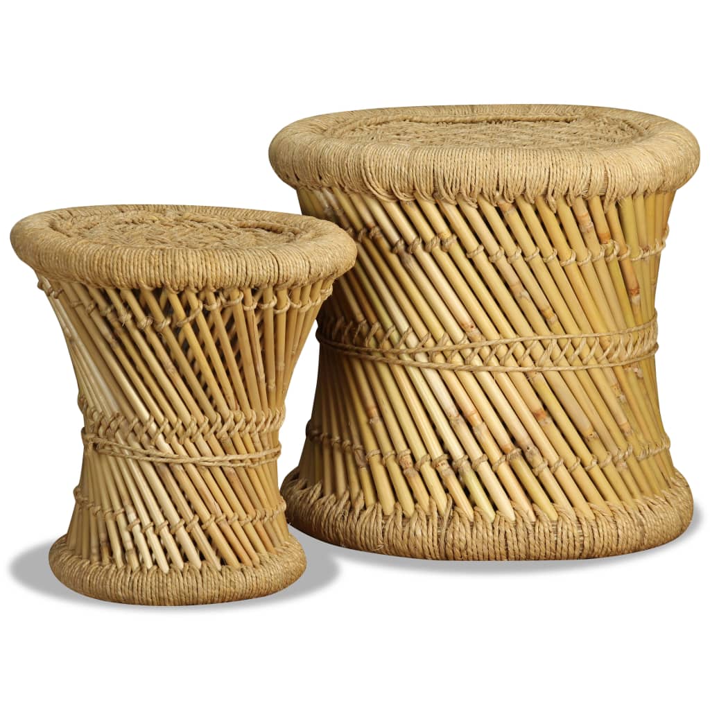 Stools 2 Pcs Bamboo And Jute VidaXL 15 width=274