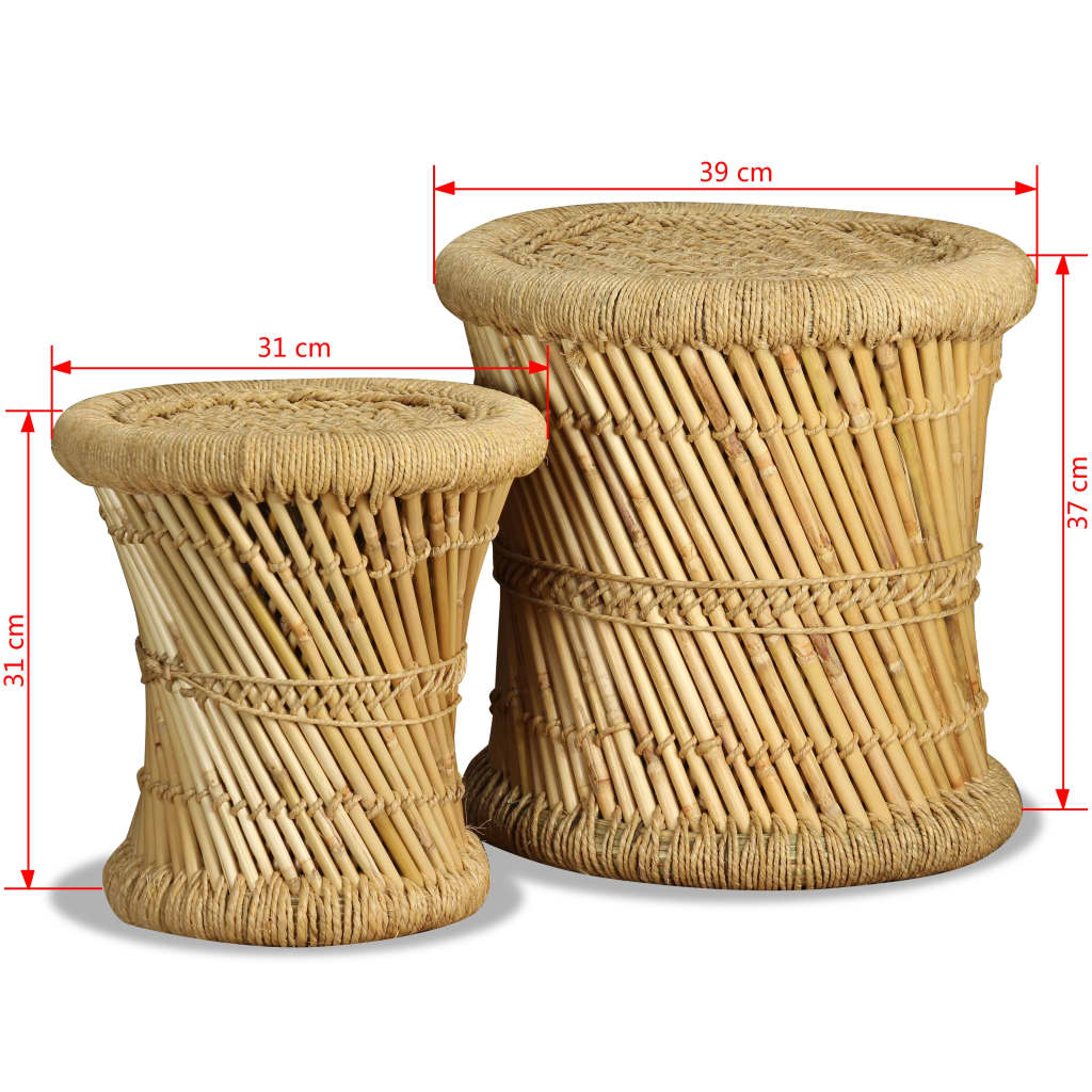 Stools 2 Pcs Bamboo And Jute VidaXL 20 width=274