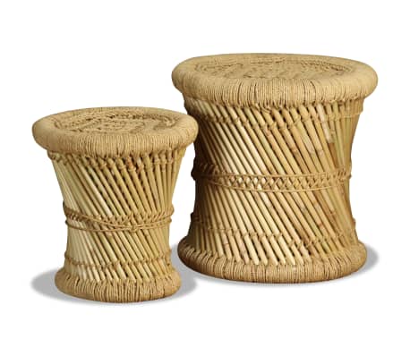 vidaXL Stoličky 2 ks, bambus a juta
