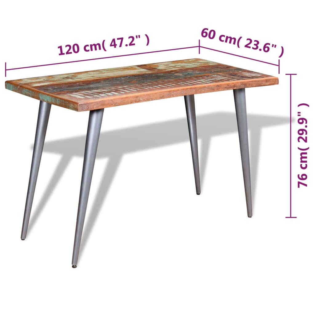 Blagovaonski stol od masivnog obnovljrnog drva 120 x 60 x 76 cm