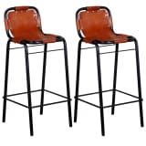 vidaXL Bar Stools 2 pcs Genuine Leather 18.1"x17.7"x37"