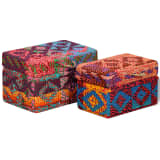 vidaXL Conjunto de caixas de arrumação 2 pcs tecido chindi multicor