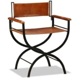 vidaXL Folding Chair Genuine Leather 23.2"x18.9"x30.3"