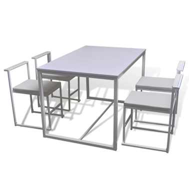 vidaXL Conjunto mesa e cadeiras de jantar 5 pcs branco[2/6]