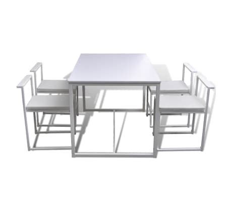 vidaXL spisebord- og stolesæt i fem dele hvid