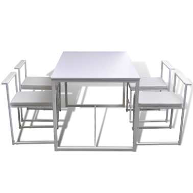 vidaXL Conjunto mesa e cadeiras de jantar 5 pcs branco[3/6]