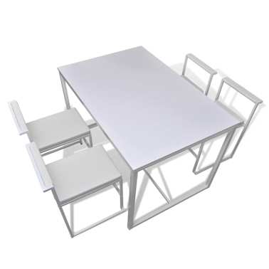 vidaXL Conjunto mesa e cadeiras de jantar 5 pcs branco[4/6]
