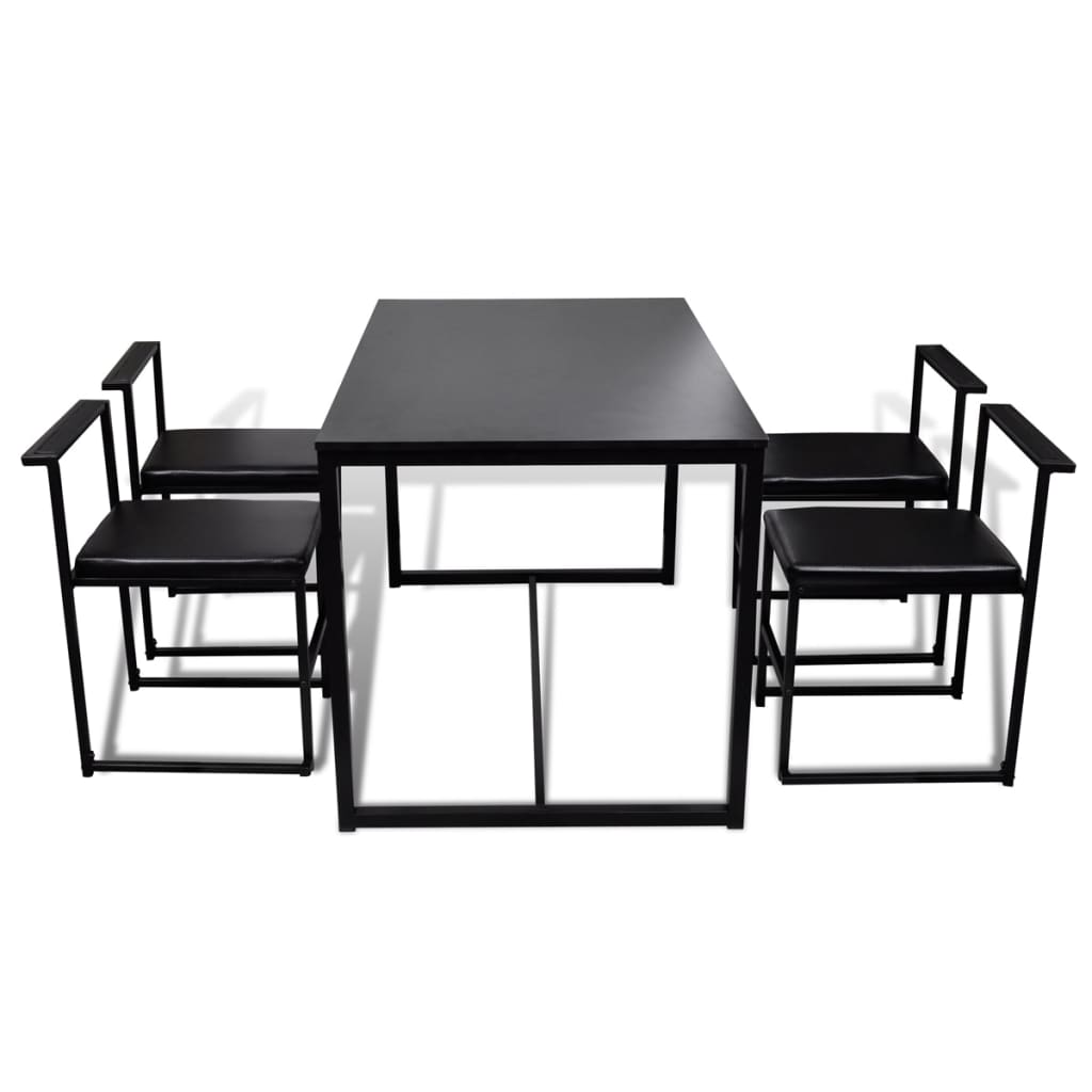 vidaXL Ensemble de table et de chaises de salle à manger 5 pièces Noir