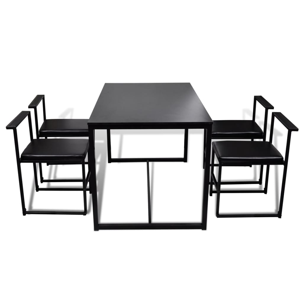 

vidaXL Eetkamer set 5-delig zwart