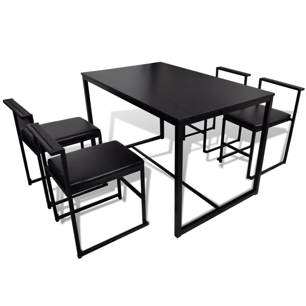 5dílný jídelní set stůl a židle černý