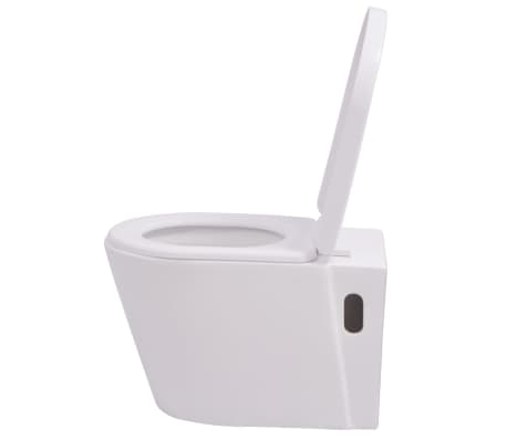 vidaXL Hangend toilet met verborgen stortbak keramiek zwart