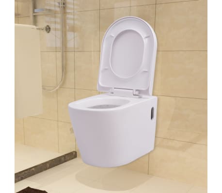 NieuwZeeland ingesteld misdrijf vidaXL Wall Hung Toilet Ceramic White Suspended Soft-close Bathroom  Furniture | eBay