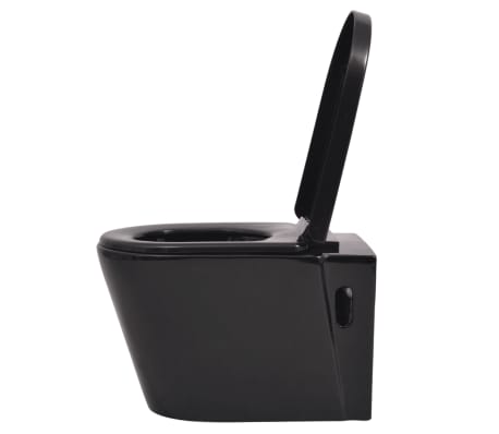 vidaXL Keramické závesné WC, čierne