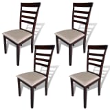 vidaXL Dining Chairs 4 pcs Fabric Brown and Cream